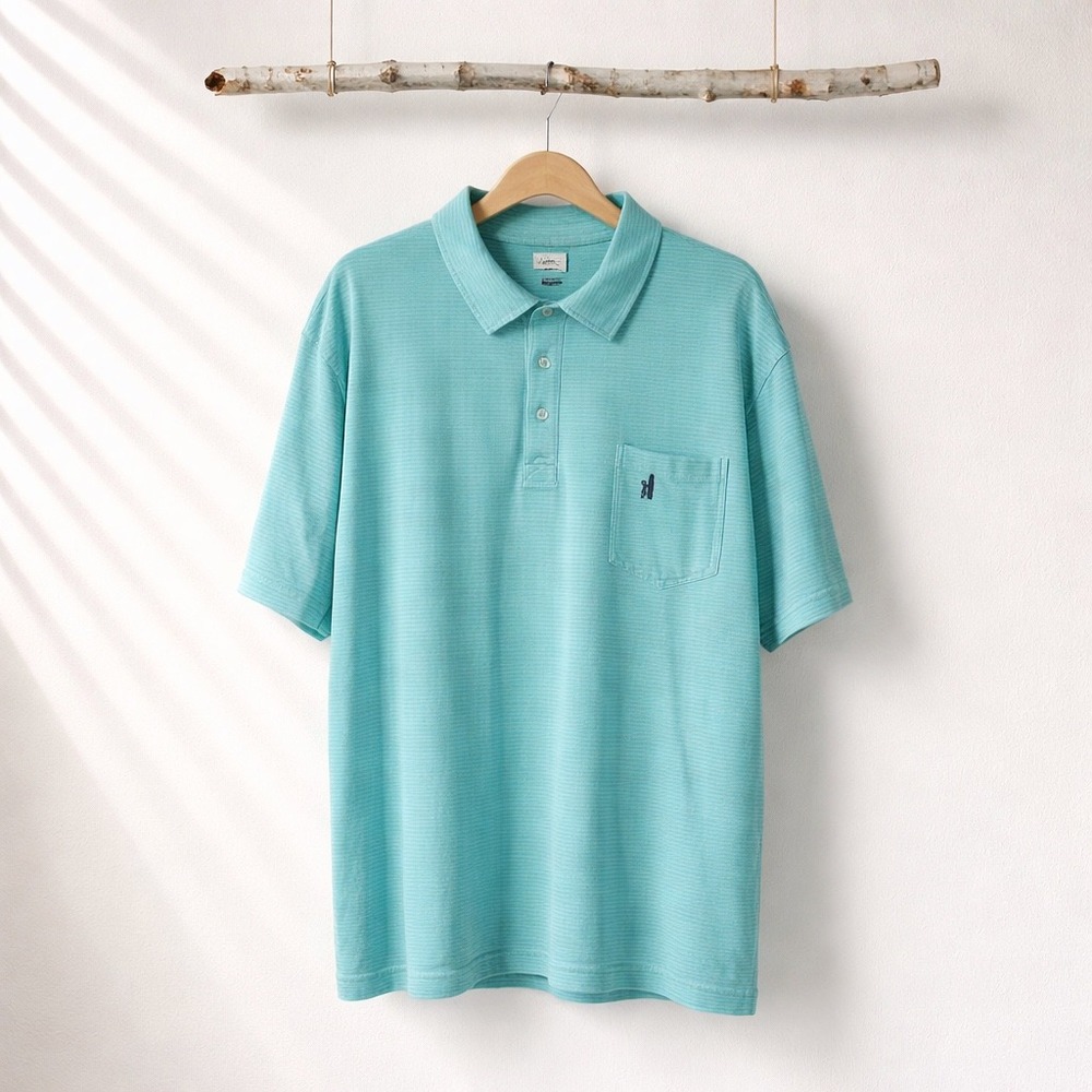 Johnnie-O West Coast Prep Spearmint Striped Cotton Polo Shirt Men‎ XXL JO119